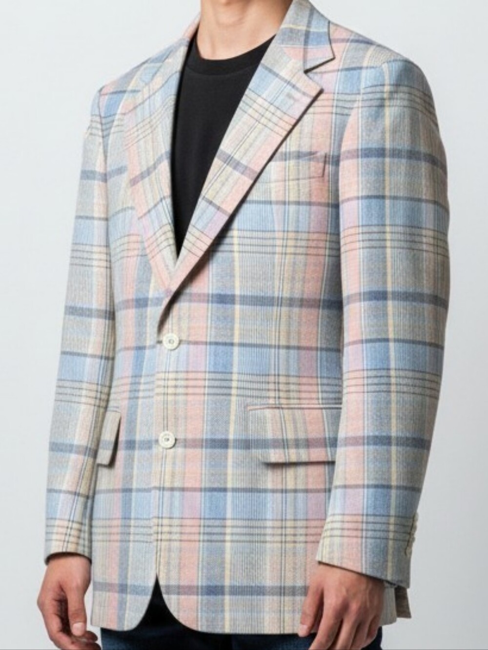 40R Vintage Stanley Backer Plaid Pastel Tartan Tweed Jacket Blazer Sport Coat